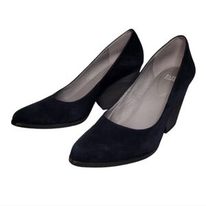Eileen Fisher Hawk Suede Business Office Block Wedge Heel Pointed Toe Pumps 8.5